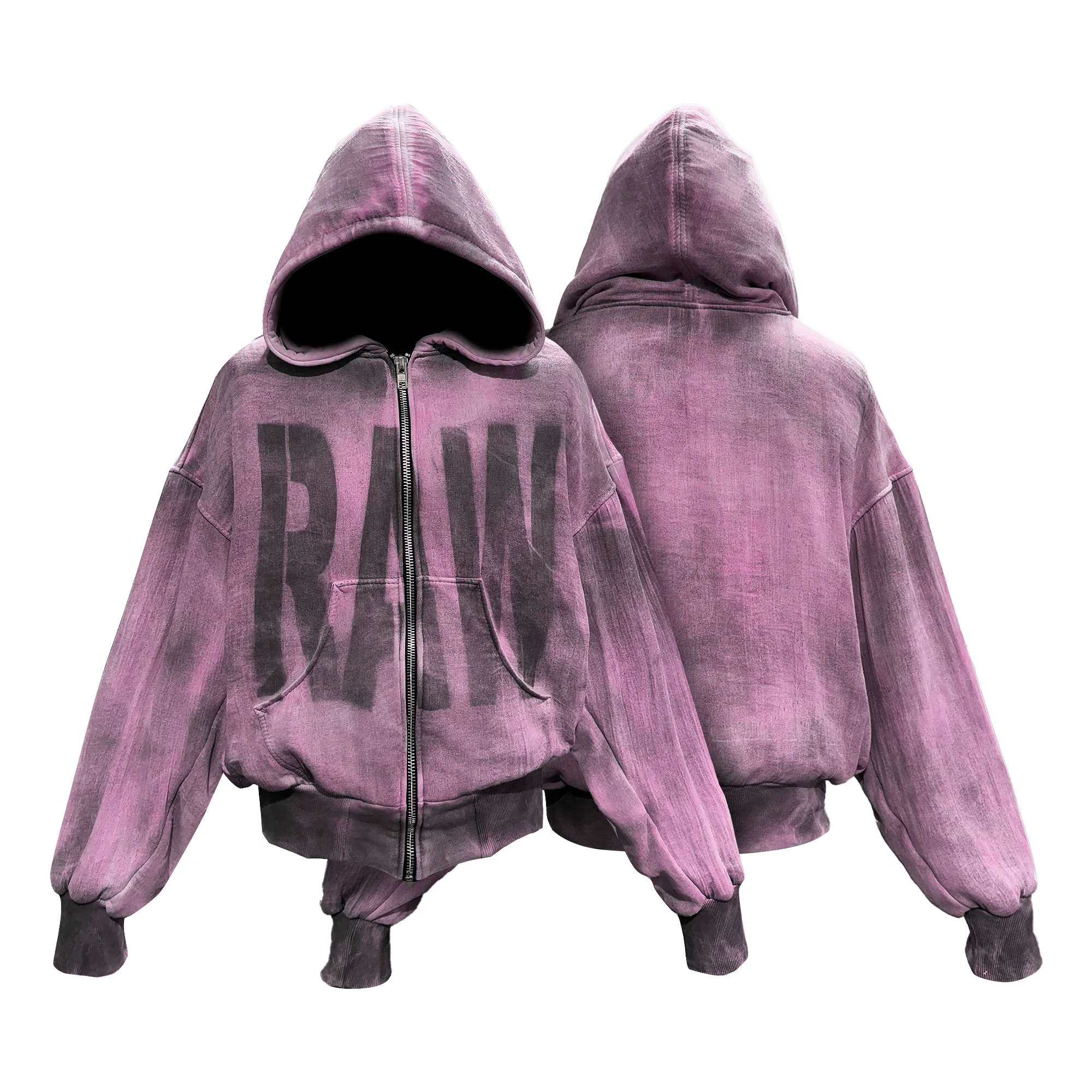 Zip Hoodie "Disgrid" Pink