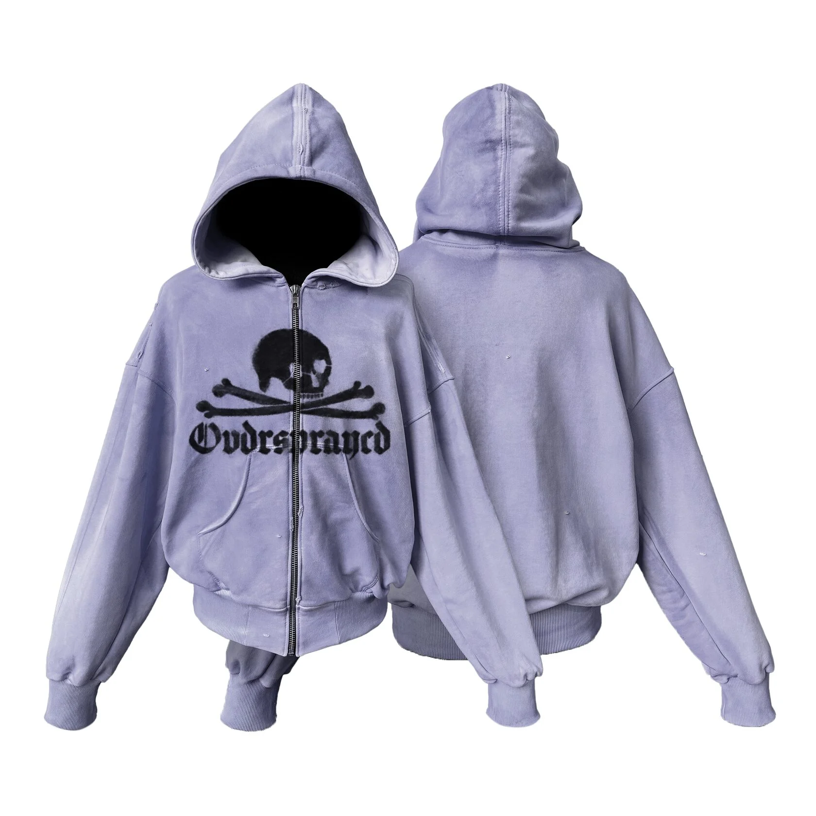 Zip Hoodie "Oversprayed" Violet