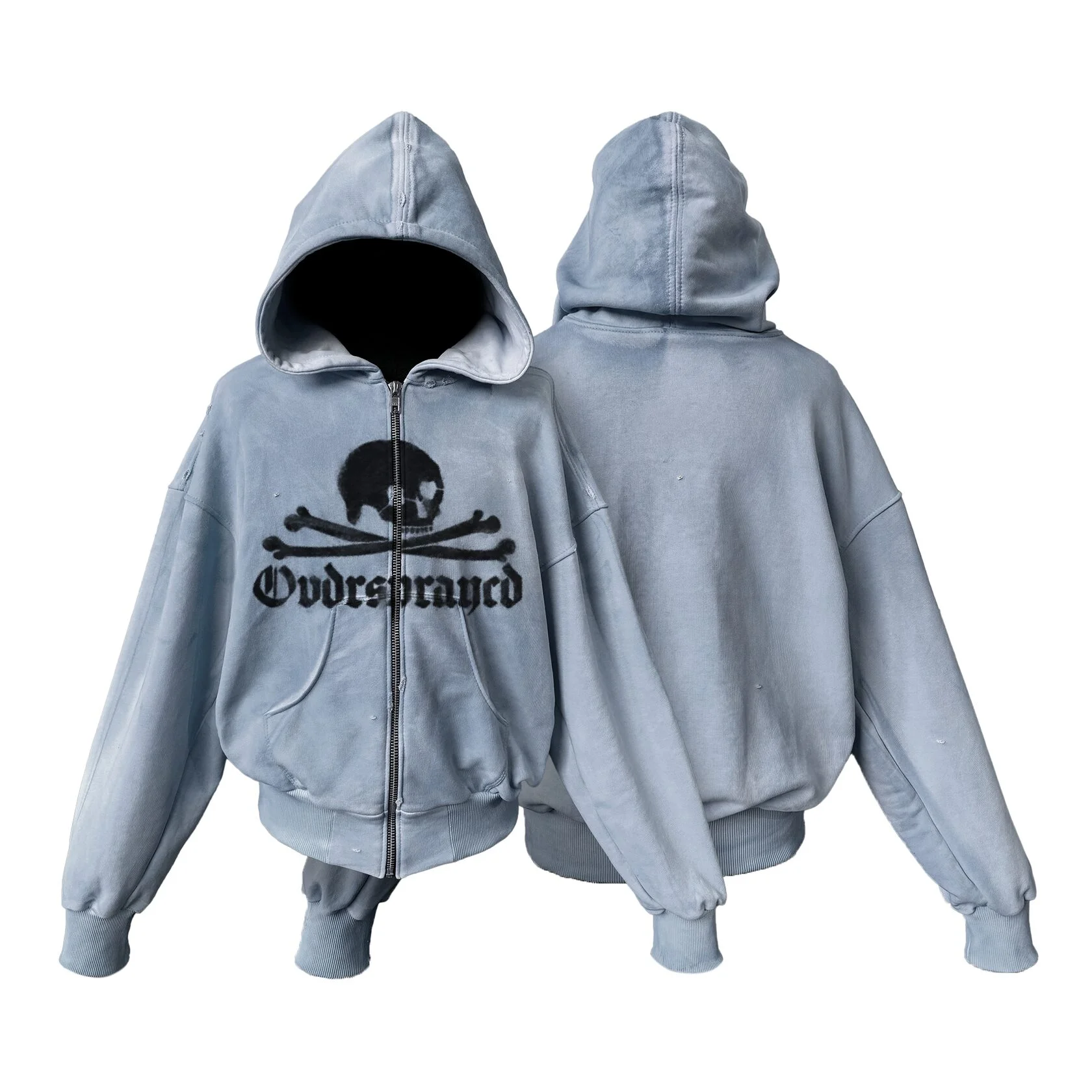 Zip Hoodie "Oversprayed" Blue