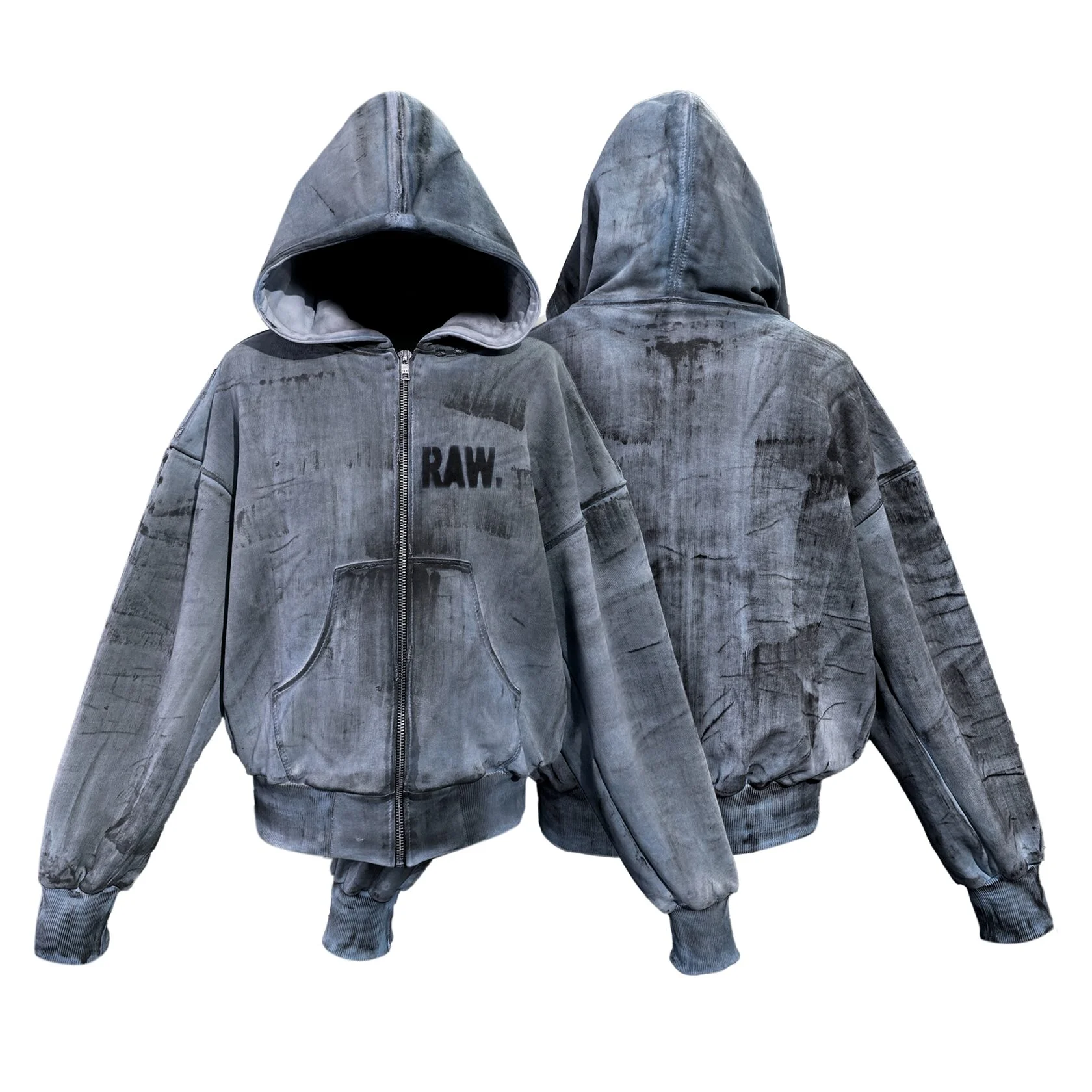 Zip Hoodie "Splash" Blue