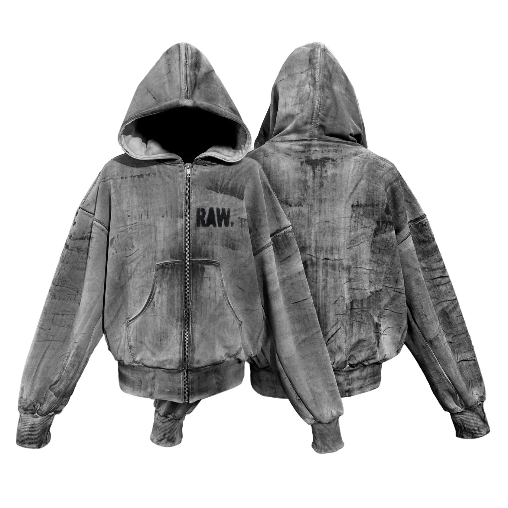 Zip Hoodie "Splash" Grey