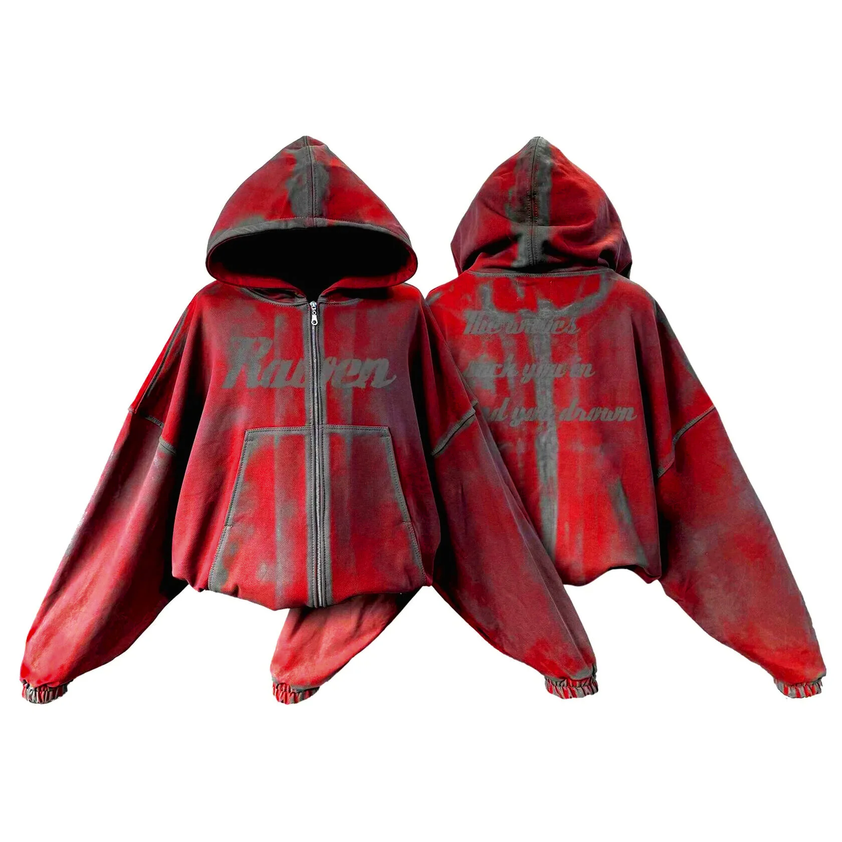 Zip Hoodie "Cherry Waves" Red 500gr