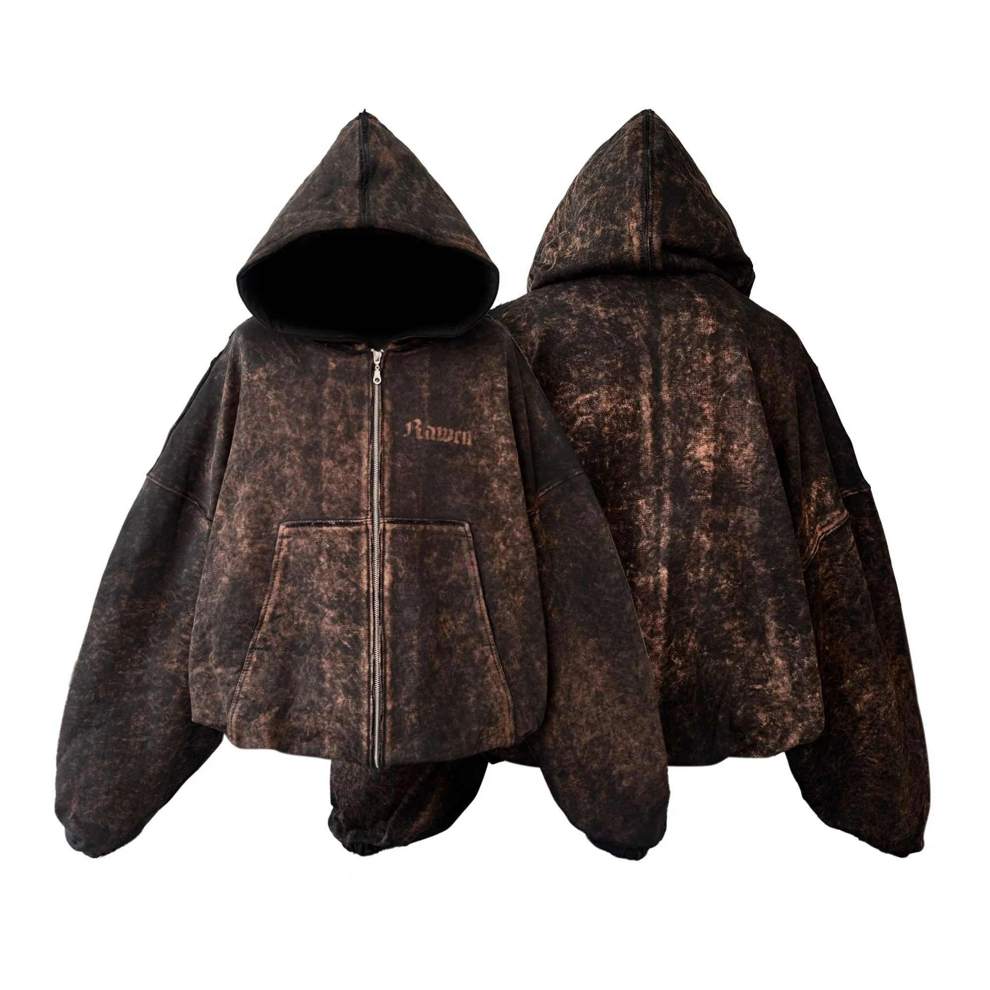 Zip Hoodie "Rost" 500gr Off Dye Treatment