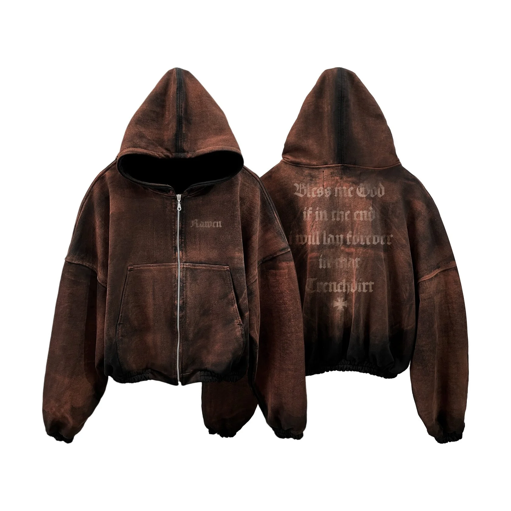 Zip Hoodie "Trenchdirt" 500gr Off Dye Treatment