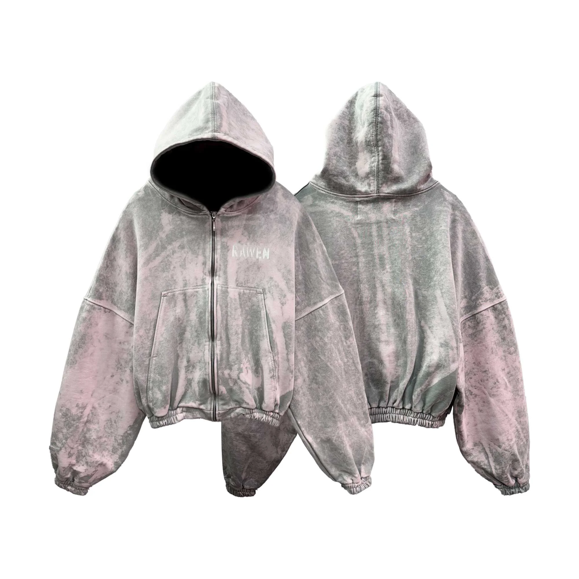 Zip Hoodie "PeachStone" 500gr Off Dye Treatment