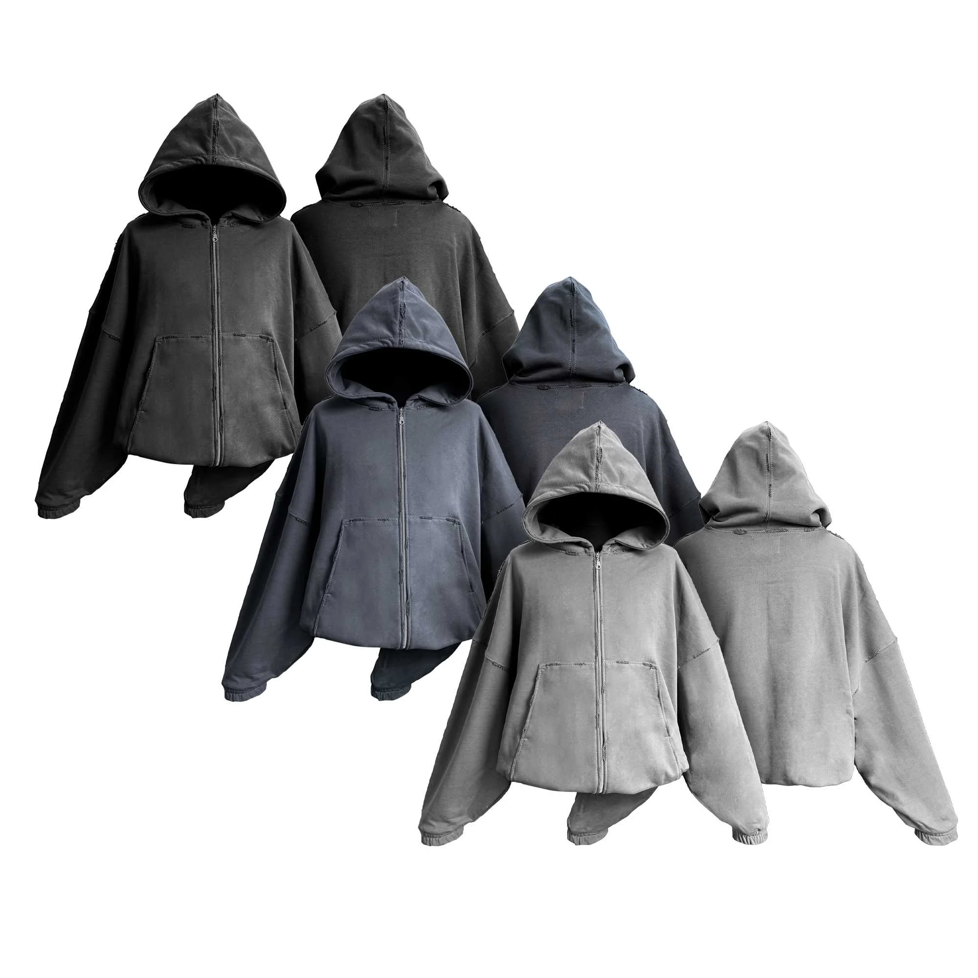 Zip Hoodie Distressed 500gr